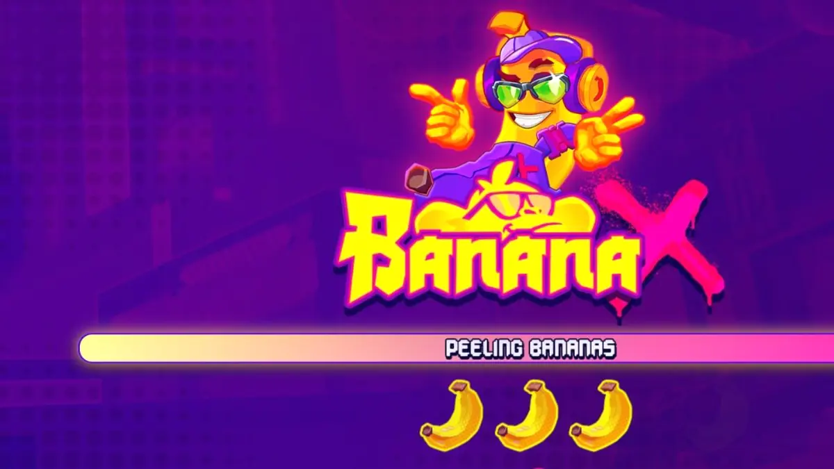 Tampilan visual neon dan karakter monyet dalam slot Banana X